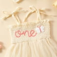 thumbnail image 5 of 2DXuixsh Girls' Rompers Floral Summer Outfits Gifts Cute Baby Clothes Baby Girl Outfit One Year Old Tutu Tulle Romper Dress Girls First Birthday Dresses Beige Size 18M, 5 of 8