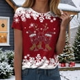 thumbnail image 2 of Drie Loose Fit Crewneck Short Sleeve Tops Fall Casual Blouse 2025 Basic Tee Beach Christmas Women's Graphic Tees Red,XL, 2 of 7