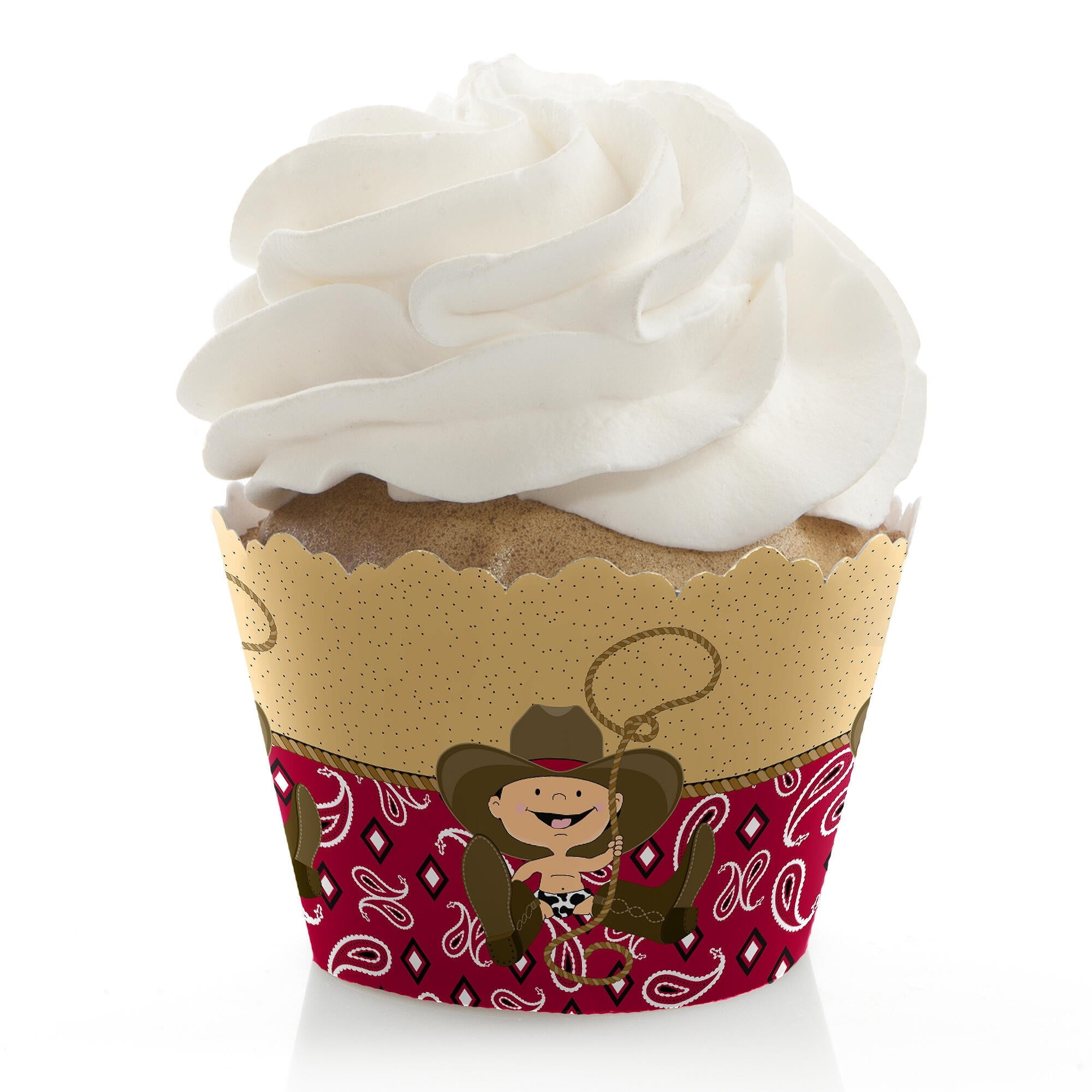 Big Dot of Happiness Big Dot of Happiness Little Cowboy - Western Baby Shower or Birthday Party Decorations - Party Cupcake Wrappers - Set of 12