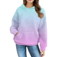 thumbnail image 2 of Mercatoo Teen Girls Ribbed Hoodies Gradient Color Cute Trendy Pullover Hoodie with Pockets Kids Fleece Warm Sweatshirts Clothes, 2 of 7
