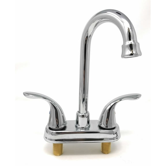 Prep Bar Basin Utility Bathroom Outdoor Sink FAUCET Chrome Double Handle [3421] LEADFREE Brass Tall Spout Hot and Cold (no pop-up) Chrome Finished / Grifo Para Baño Bar Metalico Agua Fria y Caliente