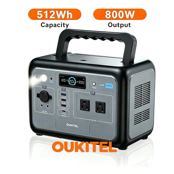 OUKITEL P800 Portable Power station 800W, Solar Generator with 512 Wh LiFePO4 Battery, Generator for USB A, C Output, 1600 W Peak Power, Fast Charging, 6kg for Camping, Travel, Outdoor