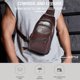 thumbnail image 2 of Bolsa de almacenamiento Bolso bandolera de cuero genuino para hombre, bolso de hombro Retro, bolso de pecho con múltiples bolsillos y puerto de carga USB, 2 of 8