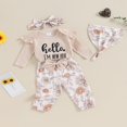 thumbnail image 3 of Floral Pants and Hat Bow Headband Set for Girl‘s Long Sleeve Romper, 3 of 8
