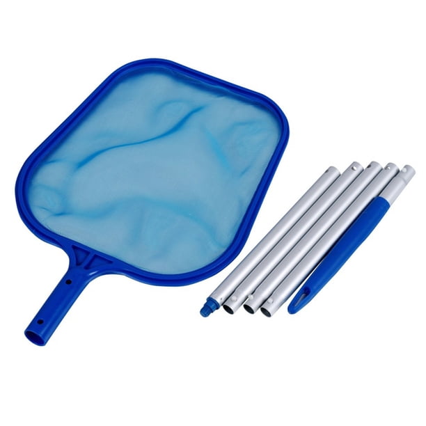 Red de limpieza de piscina con poste de 45 pulgadas, red limpiadora de piscina con 5 secciones de poste de aluminio desmontables, rastrillo de hojas profesional, herramientas de limpieza de malla