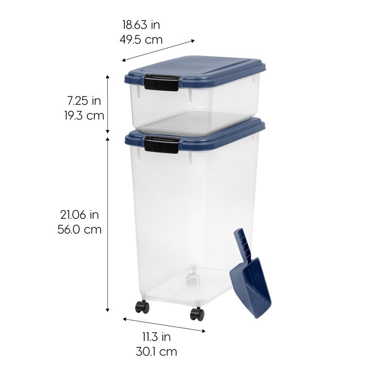 Iris USA Airtight Pet Food Storage Container with Scoop, Blue