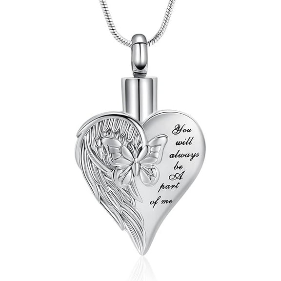 Butterfly Cremation Jewelry Heart Urn Necklace for Ashes Memorial Necklace Human Pet Ashes Urn Pendant Women Men Stainless Steel Memorial Urn Necklaces Ash Holder