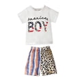thumbnail image 4 of EGNMCR Ensembles de Blouses et Chemises à Manches Courtes Col Rond pour Tout-Petits Garçons Bébé Jour de l'Indépendance Mode Rayé Imprimé Léopard Manches Courtes Shorts Pantalon Costume Blouse Femme, 4 of 8