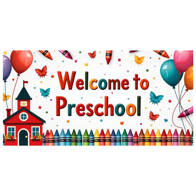 Welcome to Preschool Banner Backdrop Colorful Decorations for Classroom Kid's Party Event Supplies School Props Background Party
