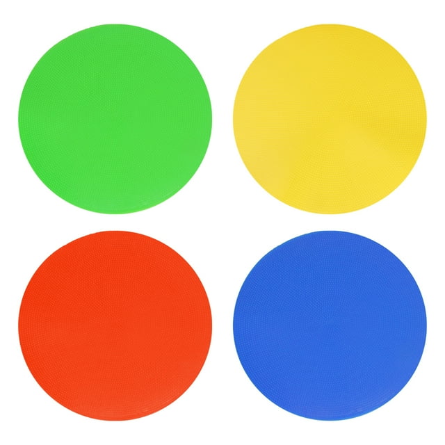 4 Pcs Marqueurs de Sport Réutilisables pour Entraînement de Football Plateau Rond pour Intérieur Extérieur (Style Jaune, Rouge, Bleu, Vert)