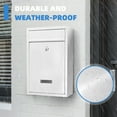 thumbnail image 4 of Mailbox Wall Mounted, Key Lock Mail Boxes Outdoor,3.3" D x 8.5" W x 12.6" H,Weatherproof Secure Mail Box,Key Lock Mail Boxes Outdoor,White Large, 4 of 5