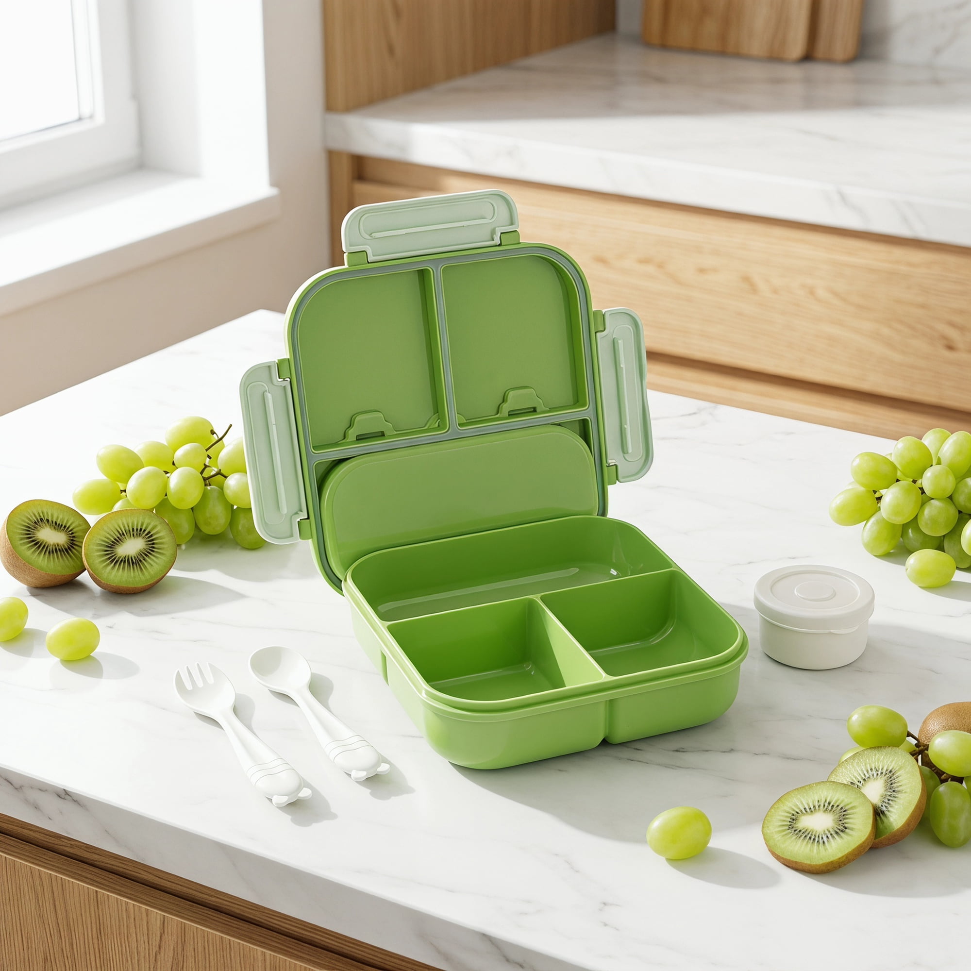 Unique Bargains Leakproof Meal Lunch Bento Box for Work Green