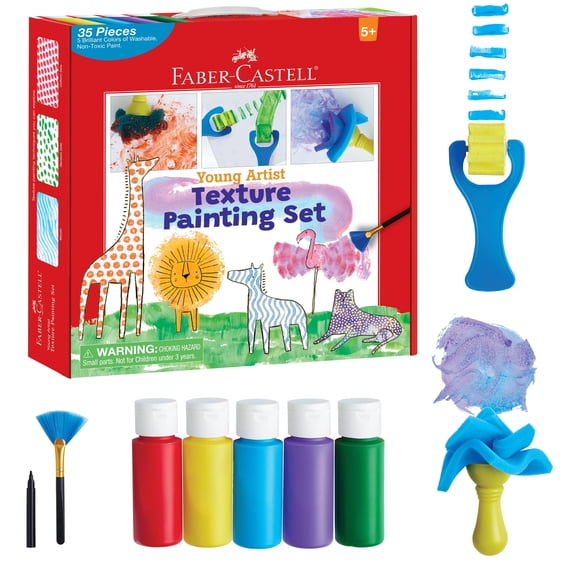 Faber-Castell Young Artist Texture Painting Set: Paint & Create Bold Textures, Screen-Free Fun (Ages 5 )