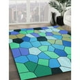 thumbnail image 3 of Ahgly Company Tapis Rond Lavable en Machine Intérieur Transitionnel Turquoise Vert, 6 Pieds Rond, 3 of 7