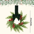 thumbnail image 3 of Goodw7 Christmas Ornaments Wreath, French Pine Artificial Wreath with Red Berries and Snowflake Decor, Elegant Bow Ribbon Small Wreath for Wall Hanging Display, 3 of 6