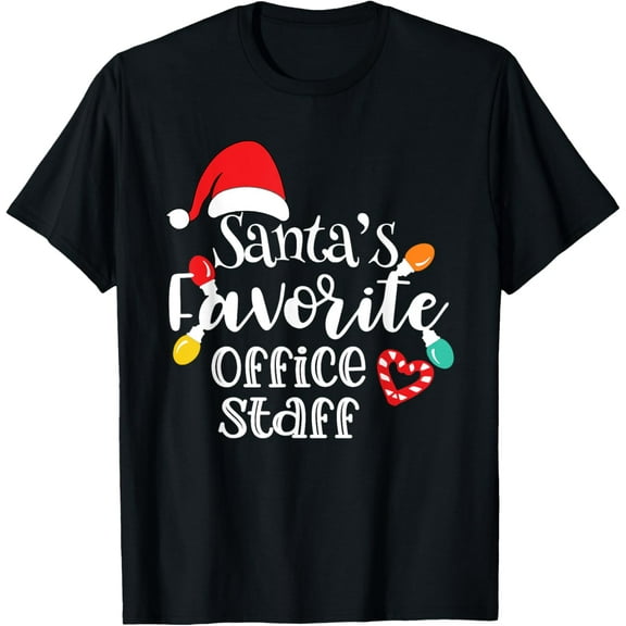 Playful Comfort Tee - Santa's Favorite Office Staff Christmas Lights Santa Hat T-Shirt