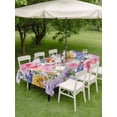 thumbnail image 4 of Outdoor Tablecloth with Umbrella Hole for Patio/Picnic/Party/Camping, Purple Pink Floral Waterproof Table Cloth Rectangle Table Cover Washable, Spring Watercolor Country Flower (54"x 80"), 4 of 8