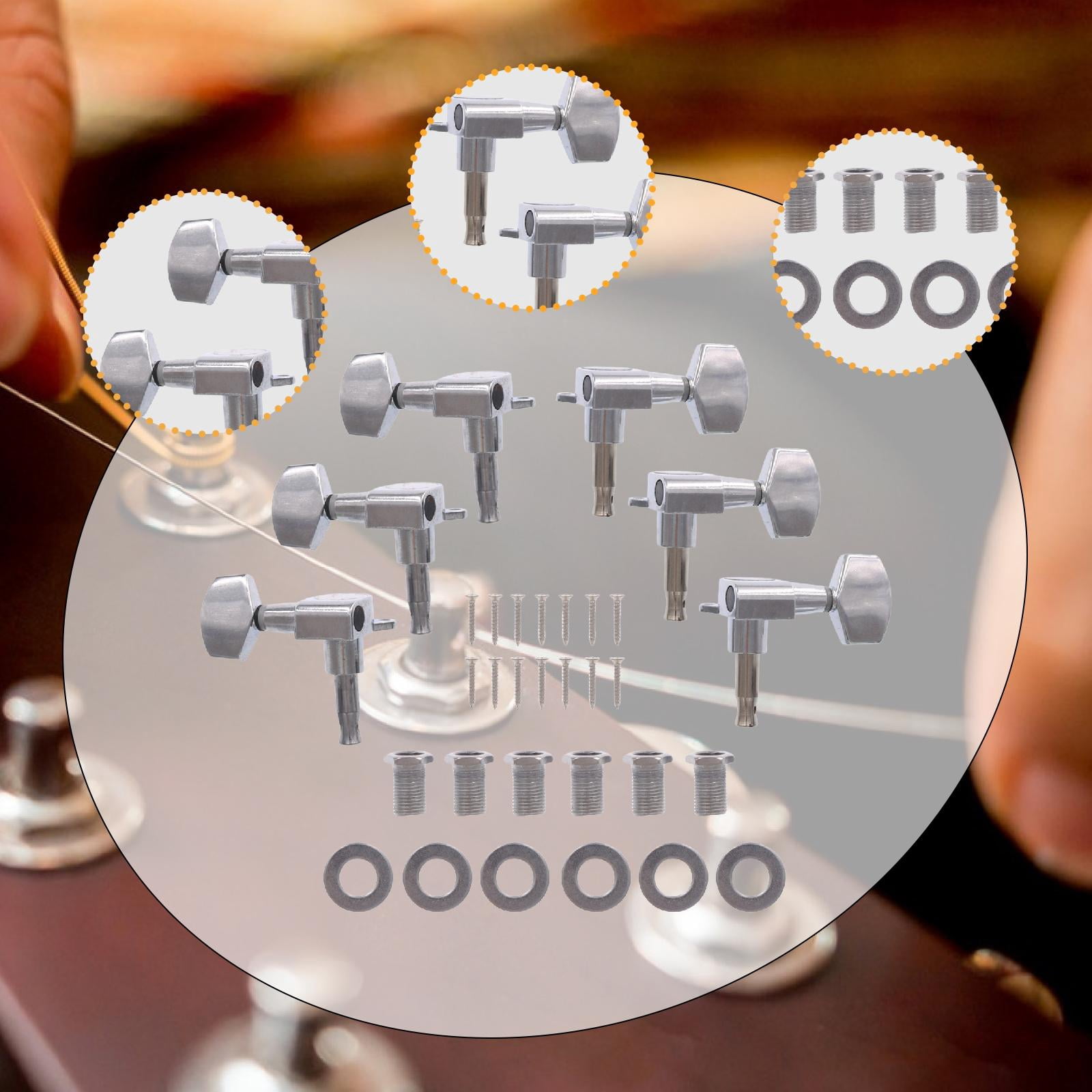 6 Pack Electric Guitar Tuning Pegs Metal Sealed Locking Tuners Smooth Knob Fits Most Guitar Models