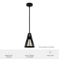 thumbnail image 7 of Hunter - Rafner 1-light Natural Black Iron, Small Pendant Light, Dimmable, Geometric Style, Geometric Shaped, for Bedrooms, Dining, Living Rooms - 19455, 7 of 7