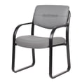 thumbnail image 3 of Boss Office Products Leather Sled Base Reception Chair, Grey, 3 of 7
