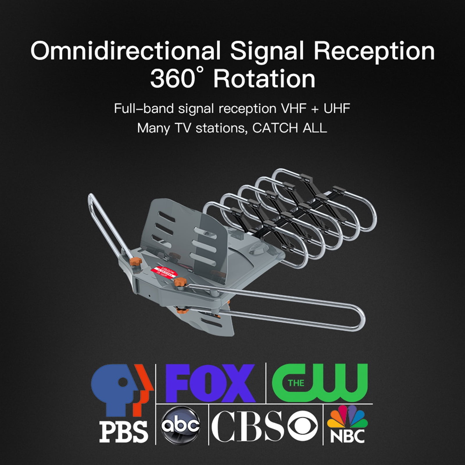360° UV Dual-band Outdoor Antenna with Stand Black