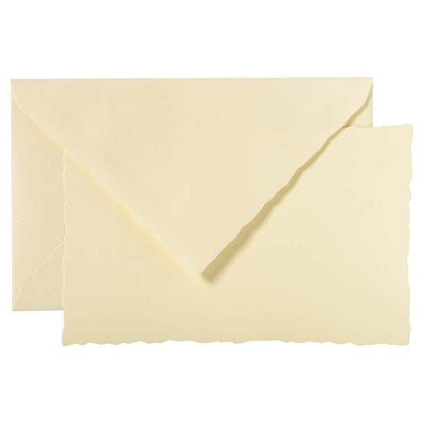 Clairefontaine - Ref 25216L - Juego de correspondencia G.Lalo""Collection de Paris"" - 10 x tarjetas (300 g/m2 97 x 152 mm) + 10 x sobres forrados con bordes dentados (100 x 158 mm) - Marfil