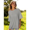 thumbnail image 2 of Oversized T Shirts for Women Short Sleeve Loose Fit Crewneck Summer Tops Casual Basic Rolled Sleeves Tee Shirt, 2 of 6