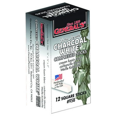 Pencil Charcoal Drawings - GENERAL PENCIL CO., INC. 958 COMPRESSED CHARCOAL WHITE 12/BOX