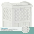 thumbnail image 2 of Suncast Resin Wicker Hideaway Outdoor Trash Can with Latching Lid, White, 2 of 6