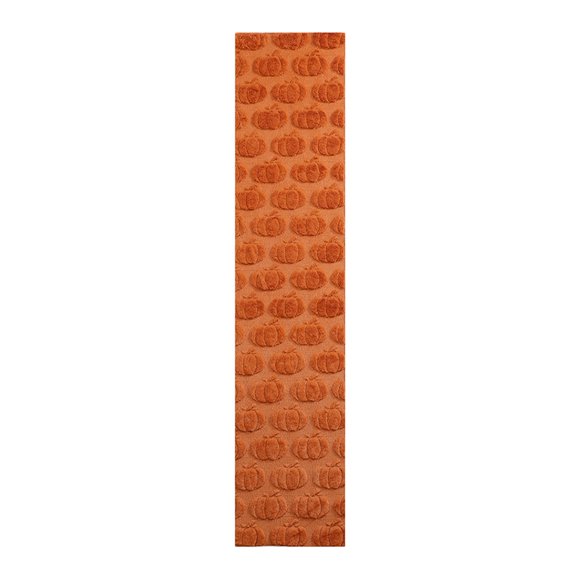 Chemin de Table Citrouilles Orange d'Automne Tissu Polyester Motif 3D Doux Lavable à la Machine Résistant au Rétrécissement Polyvalent pour l'Action de Grâce Halloween Fête à la Maison Table de Salle à Manger