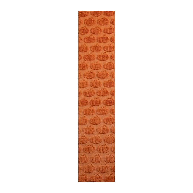 Chemin de Table Citrouilles Orange d'Automne Tissu Polyester Motif 3D Doux Lavable à la Machine Résistant au Rétrécissement Polyvalent pour l'Action de Grâce Halloween Fête à la Maison Table de Salle à Manger
