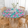 thumbnail image 3 of Breast Cancer Round Fitted Tablecloth with Elastic Edge,Dining Table Cover Waterproof,Outdoor Round Tablecloth for Camping,Dining,Indoor and Outdoor, 3 of 7