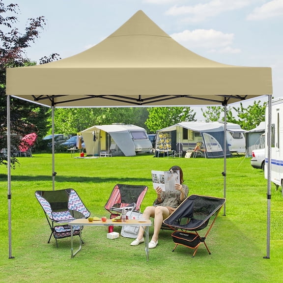 SANOPY 10x10 Pop Up Canopy,Heavy Duty Canopy UPF 50 All Season Wind Waterproof Commercial Outdoor Wedding Party Tents for Parties Canopy Gazebo with Carrying Bag, Khaki
