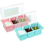 Southern Homeware Durable Acrylic Seasoning Box, 3 Compartments, Pack of 2