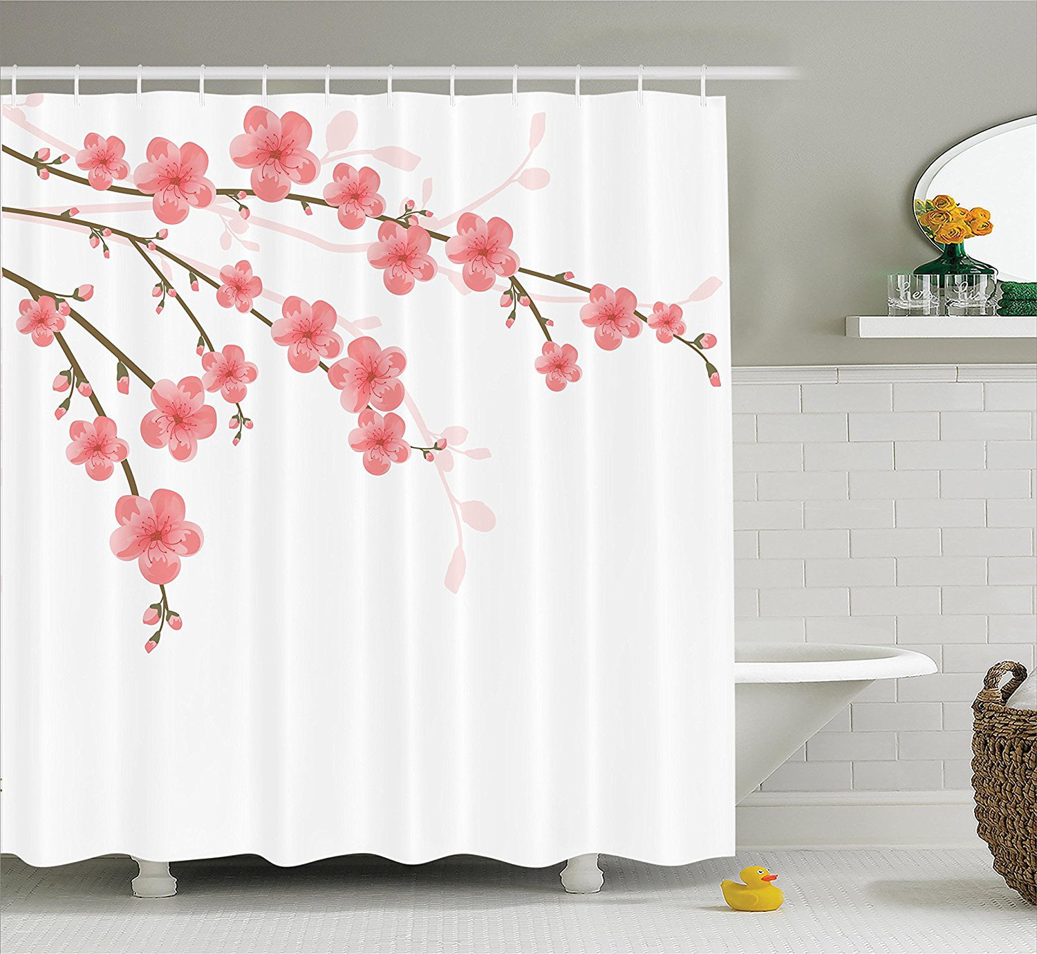 Valentine Red Rose Sweet Love Fabric Shower Curtain Set Bathroom Decor Hooks 
