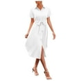 thumbnail image 1 of Vestido camisero de verano con botones para mujer - Prenda de playa de manga corta con bolsillos, 1 of 5