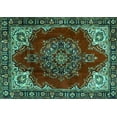 thumbnail image 1 of Ahgly Company Machine Washable Indoor Rectangle Medallion Turquoise Blue Traditional Area Rugs, 7' x 9', 1 of 4