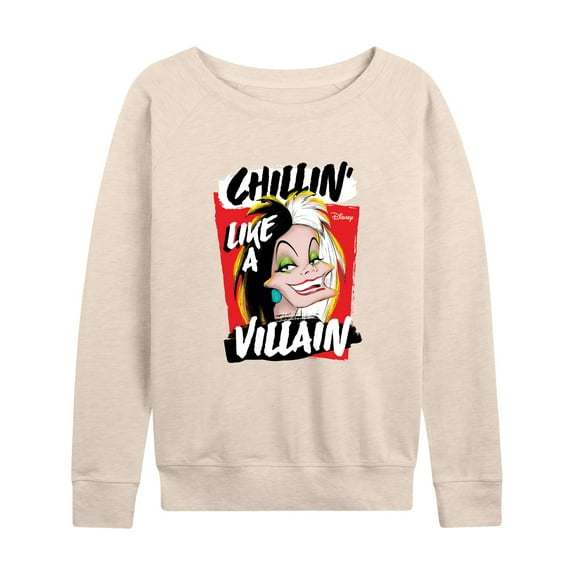 Disney Villains - Cruella Chillin Like A Villain - Women's Lightweight French Terry Long Sleeve Shirt