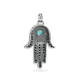 thumbnail image 2 of Bling Jewelry Womens Large Yoga Blue CZ Evil Eye Hamsa Hand Pendant Necklace in Sterling Silver, 2 of 6