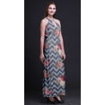 thumbnail image 2 of Bimba Floral Women Sleeveless Crew Neck Halter Gown With Side Slits Maxi Dress-Small, 2 of 6