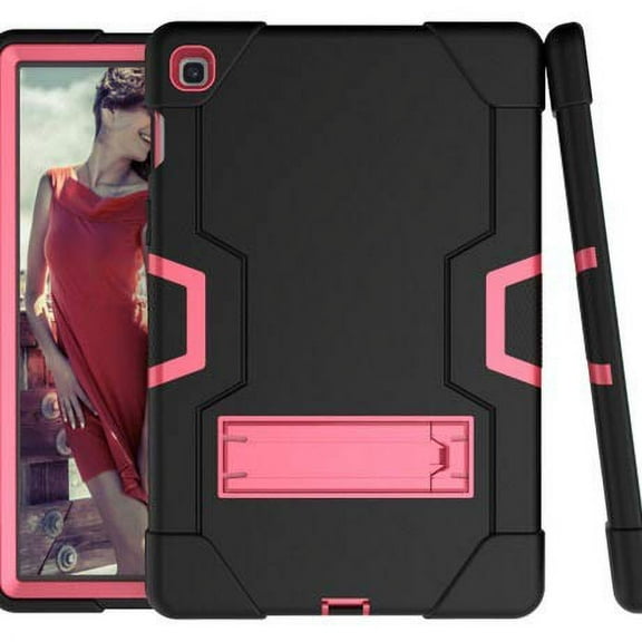 Golden Sheeps Compatible for Samsung Galaxy Tab A 10.1 Inch Model SM-T510/SM-T515 2019 Impact Hybrid Drop Proof Armor Defender Full-Body Protection Case Convertible Built in Stand (Black Pink)