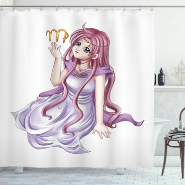Ambesonne Zodiac Virgo Shower Curtain, Manga Style Girl, 69"Wx84"L, Multicolor