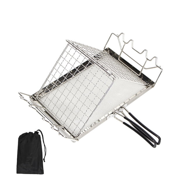 Parrilla de barbacoa Estufa portátil Grill Net Mini Horno plegable Grill Rack Barbacoa Soporte para hornear tostadas Soporte de calefacción Herramientas de cocina para barbacoa al aire libre Romacci Parrilla de barbacoa