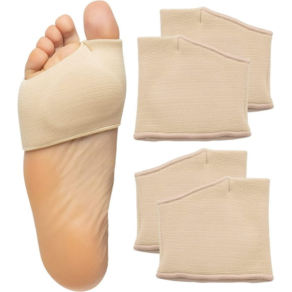 ZenToes Fabric Metatarsal Sleeve with Cushioned Gel Pads, Large, Beige (4 Count)