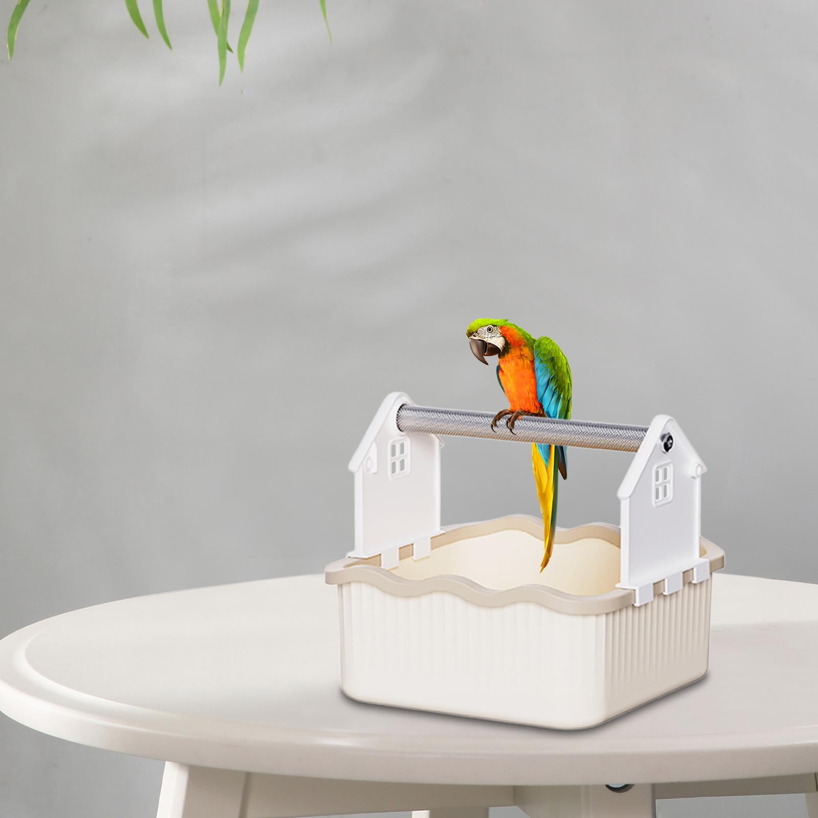 balikha Parrot Play Stand Tabletop Bird Toilet Training Stand Portable Parrot Perch Supplies Detachable Aluminum Alloy Perch Suitable for Budgie Cockatiel Lov Warm Brown