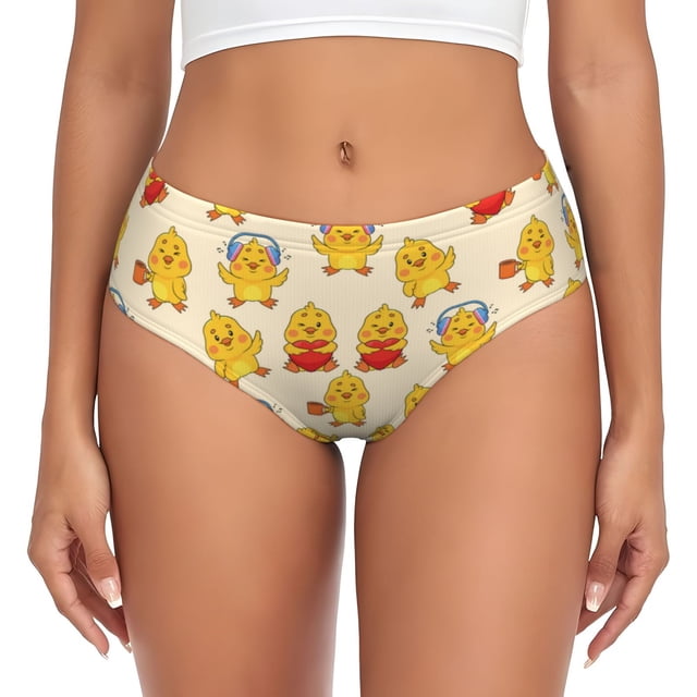 Fotbe Cute Chicken Calzones Estampados para Mujer – Ropa Interior de Algodón, Cómoda, Suave y Elástica-Medium