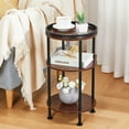 thumbnail image 6 of Side Table, Small Round Side Table for Small Spaces, 3-Tier Round Accent Table Slim Side Table, Modern Small End Table Corner Table Sofa Side Table for Living Room Small Nightstand Bedroom (Cherry), 6 of 8