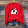 thumbnail image 5 of Turilly Cute Women's Halloween Graphic Pullover Sweatshirt Long Sleeve Crewneck Ghost with Cats Design for Festive Fall Outings, 5 of 6