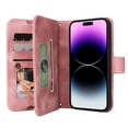 thumbnail image 3 of ELEHOLD for iPhone 14 Pro Max 6.7 inch Flip Leather Wallet Case with Card Holders Kickstand Magnetic Clasp Lanyard Shoulder Strap Shockproof Protective Case,Rosegold, 3 of 8