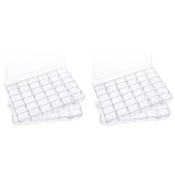 Caja de Almacenamiento de PláStico, Paquete de 4 Contenedores de Almacenamiento de 36 Rejillas con Tapa y Divisores Ajustables para Pintura de Diamantes de Bricolaje